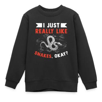 Schlange Geschenk Tier Reptil Cobra Python Boa - Kinder Premium Organic Sweatshirt - Schwarz - Vorne - AI Model Kid Female (0cm)