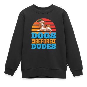 dogs before dudes - Kinder Premium Organic Sweatshirt - Schwarz - Vorne - AI Model Kid Female (0cm)
