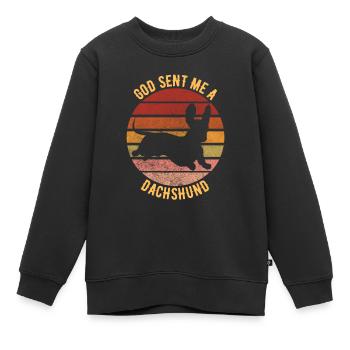 Dieu m’a envoyé un teckel - Sweat Premium enfant bio - noir - Devant - AI Model Kid Female (0cm)
