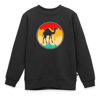 Dromedar Retro - Kinder Premium Organic Sweatshirt - Schwarz - Vorne - AI Model Kid Female (0cm)