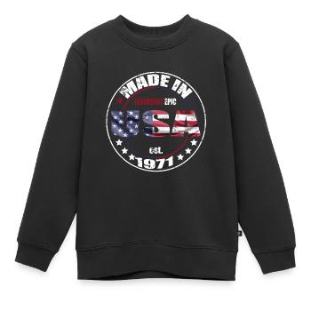 Geburtstag Spruch geboren USA 1971 - Kinder Premium Organic Sweatshirt - Schwarz - Vorne - AI Model Kid Female (0cm)