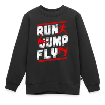 Parkour Free Running Traceur - Sweat Premium enfant bio - noir - Devant - AI Model Kid Female (0cm)