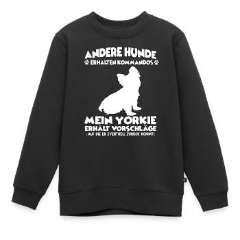 Motif de dressage de chien Yorkshire Terrier Propriétaire de chien - Sweat Premium enfant bio - noir - Devant - AI Model Kid Female (0cm)