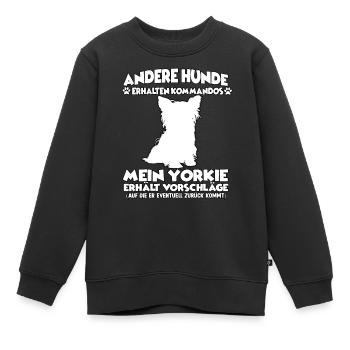 Lustig Obedience Yorkshire Terrier Hundetraining - Kinder Premium Organic Sweatshirt - Schwarz - Vorne - AI Model Kid Female (0cm)