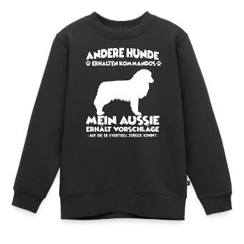 Drôle de chien de berger australien Chiens de dressage - Sweat Premium enfant bio - noir - Devant - AI Model Kid Female (0cm)