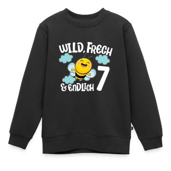 Biene Endlich 7 Jahre Mädchen Geburtstagsmotiv - Kinder Premium Organic Sweatshirt - Schwarz - Vorne - AI Model Kid Female (0cm)