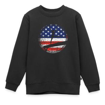 Cool Gymnastique Art USA Drapeau Américain - Sweat Premium enfant bio - noir - Devant - AI Model Kid Female (0cm)