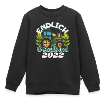 Endlich Schulkind 2022, Schulanfang mit Traktor - Kinder Premium Organic Sweatshirt - Schwarz - Vorne - AI Model Kid Female (0cm)