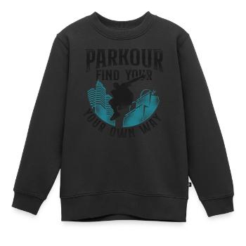 Parkour Free Running Traceur - Sweat Premium enfant bio - noir - Devant - AI Model Kid Female (0cm)