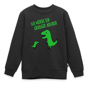 großer Bruder Dinosaurier dino Schwanger Kinder - Kinder Premium Organic Sweatshirt - Schwarz - Vorne - AI Model Kid Female (0cm)