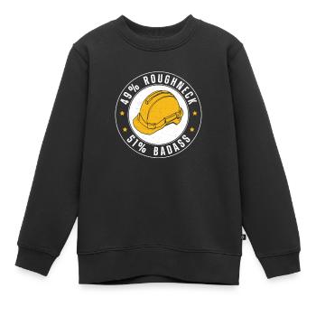Roughneck Badass Lustiger Ölfeld-Arbeiter - Kinder Premium Organic Sweatshirt - Schwarz - Vorne - AI Model Kid Female (0cm)