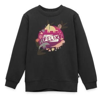 FELIX - Schöner Jungen Name mit süßen Dinosaurier - Kinder Premium Organic Sweatshirt - Schwarz - Vorne - AI Model Kid Female (0cm)