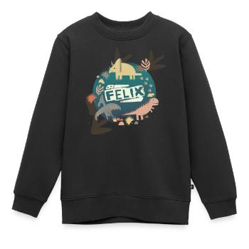 FELIX - Schöner Jungen Name mit süßen Dinosaurier - Kinder Premium Organic Sweatshirt - Schwarz - Vorne - AI Model Kid Female (0cm)
