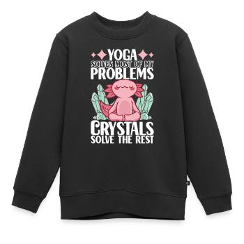Yoga Yogi Relax - Sweat Premium enfant bio - noir - Devant - AI Model Kid Female (0cm)