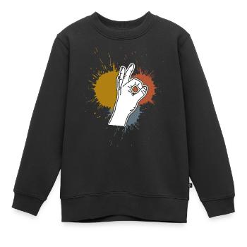 Regardé dans des taches rétro Regardé dans - Sweat Premium enfant bio - noir - Devant - AI Model Kid Female (0cm)