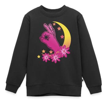 Regardé dans Vaporwave Moon Regardé dans - Sweat Premium enfant bio - noir - Devant - AI Model Kid Female (0cm)