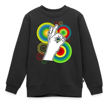 Regardé dans Rétro drôle Regardé dans - Sweat Premium enfant bio - noir - Devant - AI Model Kid Female (0cm)
