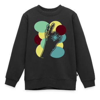Regardé dans Rétro Regardé dans - Sweat Premium enfant bio - noir - Devant - AI Model Kid Female (0cm)