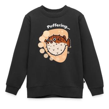 Tampon... Poisson-globe mer - Sweat Premium enfant bio - noir - Devant - AI Model Kid Female (0cm)