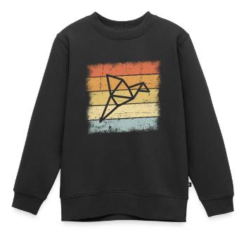 Origami Oiseau - Sweat Premium enfant bio - noir - Devant - AI Model Kid Female (0cm)