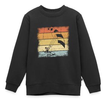 Kiteboarding Sunset Retro Design - Kinder Premium Organic Sweatshirt - Schwarz - Vorne - AI Model Kid Female (0cm)