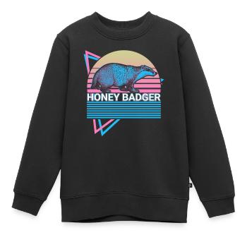 Honigdachs Retro-Geschenk - Kinder Premium Organic Sweatshirt - Schwarz - Vorne - AI Model Kid Female (0cm)