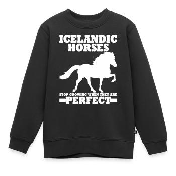 Icelandic horse Tölt Icelandic pony Icelandic horses - Kids Premium Organic Sweatshirt - black - Front - AI Model Kid Female (0cm)