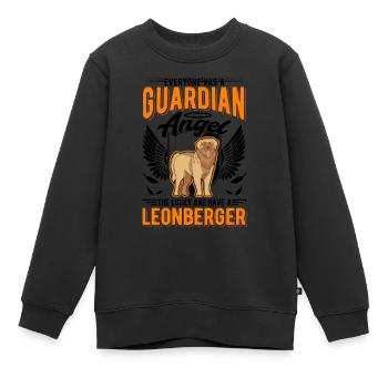 Ange gardien Leonberger - Sweat Premium enfant bio - noir - Devant - AI Model Kid Female (0cm)