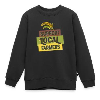 Soutenez vos céréales locales sans agriculteurs - Sweat Premium enfant bio - noir - Devant - AI Model Kid Female (0cm)