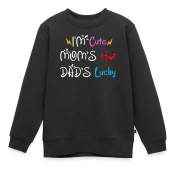 Je suis mignon Maman Hot Dad’s Lucky Baby Onesie - Sweat Premium enfant bio - noir - Devant - AI Model Kid Female (0cm)