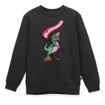 LGBTQ-Flagge - Dinosaurier-Lippenstift - Kinder Premium Organic Sweatshirt - Schwarz - Vorne - AI Model Kid Female (0cm)