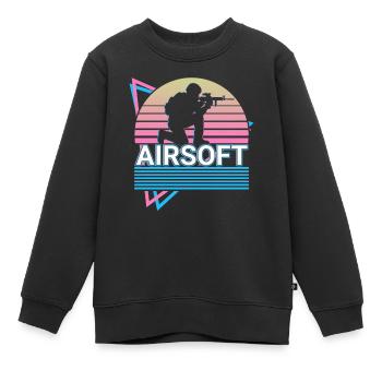 Airsoft Retro Gift - Kids Premium Organic Sweatshirt - black - Front - AI Model Kid Female (0cm)