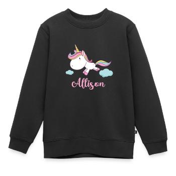ALLISON Rose Licorne Nouveauté - Sweat Premium enfant bio - noir - Devant - AI Model Kid Female (0cm)