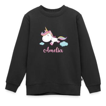AMELIA Pink Unicorn Novelty - Kinder Premium Organic Sweatshirt - Schwarz - Vorne - AI Model Kid Female (0cm)