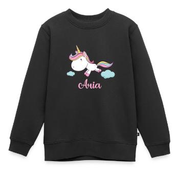 ARIA Pink Unicorn Nouveauté - Sweat Premium enfant bio - noir - Devant - AI Model Kid Female (0cm)