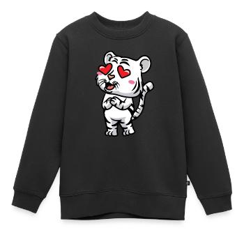 Weißer Tiger Emoticon Bengalischer Tiger - Kinder Premium Organic Sweatshirt - Schwarz - Vorne - AI Model Kid Female (0cm)