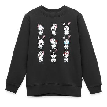Weißes Kaninchen Emoticons Hase - Kinder Premium Organic Sweatshirt - Schwarz - Vorne - AI Model Kid Female (0cm)