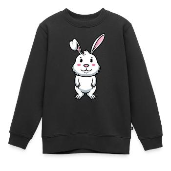 Weißes Kaninchen Emoticons Hase - Kinder Premium Organic Sweatshirt - Schwarz - Vorne - AI Model Kid Female (0cm)