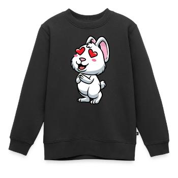 Lapin Blanc Emoticons Lapin - Sweat Premium enfant bio - noir - Devant - AI Model Kid Female (0cm)