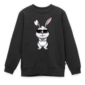 Weißes Kaninchen Emoticons Hase - Kinder Premium Organic Sweatshirt - Schwarz - Vorne - AI Model Kid Female (0cm)