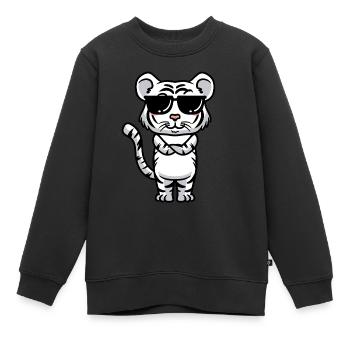 Weißer Tiger Emoticon Bengalischer Tiger - Kinder Premium Organic Sweatshirt - Schwarz - Vorne - AI Model Kid Female (0cm)