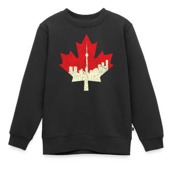 Maple Canada Proud Canadian Flag Canada Day - Kinder Premium Organic Sweatshirt - Schwarz - Vorne - AI Model Kid Female (0cm)