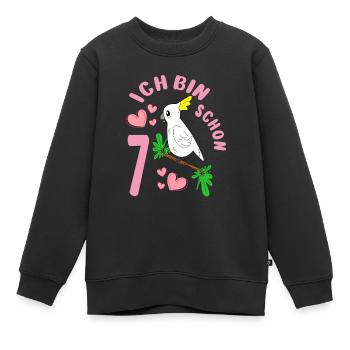 Kakadu Ich bin 7 Jahre Mädchen Geburtstagshirt - Kinder Premium Organic Sweatshirt - Schwarz - Vorne - AI Model Kid Female (0cm)