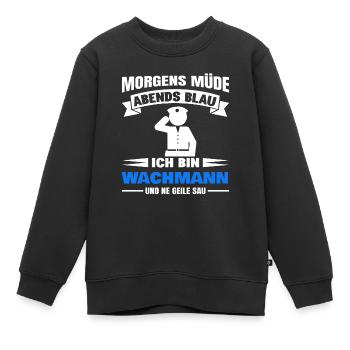 Morgens Müde Abends Blau Wachmann - Kinder Premium Organic Sweatshirt - Schwarz - Vorne - AI Model Kid Female (0cm)