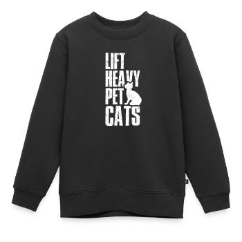 Heben Sie schwere Haustierkatzen Funny Gym Workout - - Kinder Premium Organic Sweatshirt - Schwarz - Vorne - AI Model Kid Female (0cm)