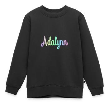 ADALYNN Rainbow Minimalist Cursive - Kids Premium Organic Sweatshirt - black - Front - AI Model Kid Female (0cm)