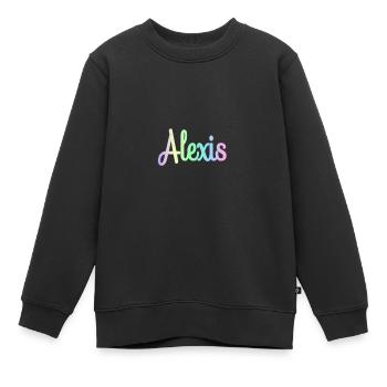 ALEXIS Rainbow Minimalist Cursive - Kids Premium Organic Sweatshirt - black - Front - AI Model Kid Female (0cm)