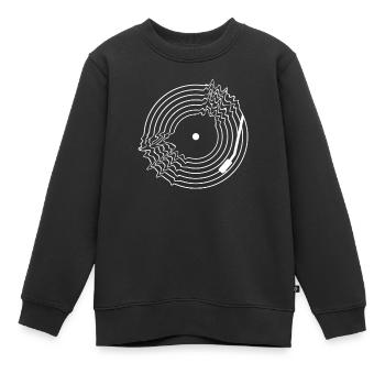 Vinyl Platte Plattenspieler Musik Fan - Kinder Premium Organic Sweatshirt - Schwarz - Vorne - AI Model Kid Female (0cm)