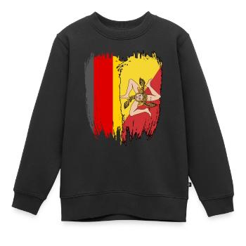 Deutschland Flagge Sizilien - Kinder Premium Organic Sweatshirt - Schwarz - Vorne - AI Model Kid Female (0cm)