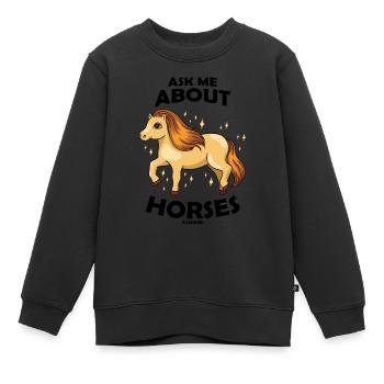 Posez-moi des questions sur les chevaux - Sweat Premium enfant bio - noir - Devant - AI Model Kid Female (0cm)